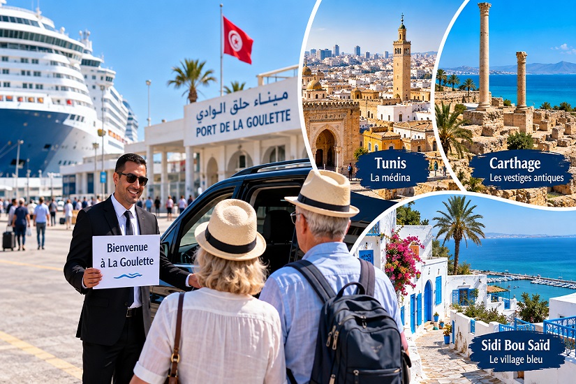Excursion privée depuis le port de La Goulette avec chauffeur professionnel, Tunis, Carthage et Sidi Bou Saïd